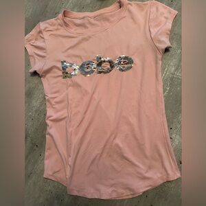 Bebe Pink with Sequins Fitted Short Sleeve Tee